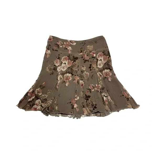 Vintage Jacob A line floral mini Skirt size 7/8 brown floral - Picture 1 of 15